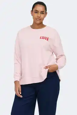 Wehkamp ONLY CARMAKOMA sweater met backprint lichtroze aanbieding
