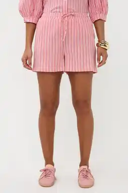 Wehkamp Ydence regularwaist gestreepte casual short roze aanbieding