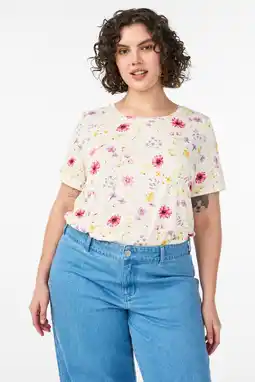 Wehkamp Zizzi gebloemd T-shirt wit aanbieding