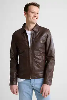 Wehkamp Goosecraft leren jas donkerbruin aanbieding