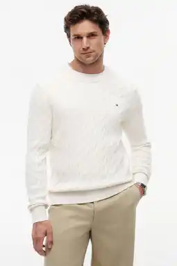 Wehkamp Tommy Hilfiger trui met kabels ecru aanbieding