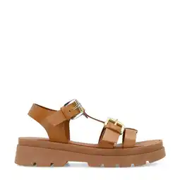 Wehkamp Sacha chunky leren sandalen cognac aanbieding
