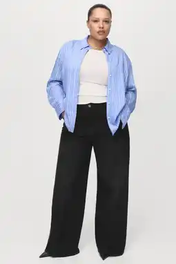 Wehkamp Mango highwaist wide leg jeans black denim aanbieding