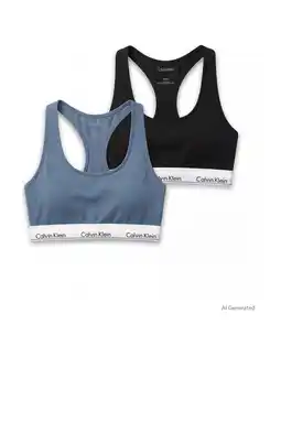 Wehkamp Calvin Klein niet-voorgevormde bh top (set van 2) zwart/lichtblauw aanbieding