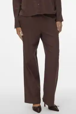 Wehkamp VERO MODA wide leg regularwaist casual broek donkerbruin aanbieding