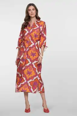 Wehkamp Geisha blousejurk met all over print oranje aanbieding