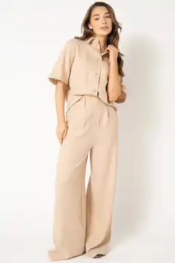 Wehkamp Est'seven wide leg highwaist broek crème aanbieding