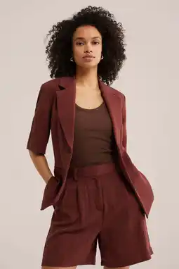 Wehkamp WE Fashion wide leg regularwaist broek donkerrood aanbieding
