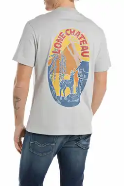 Wehkamp REPLAY regular T-shirt met backprint lichtgrijs aanbieding