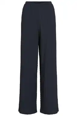 Wehkamp VILA regular waist wide leg broek - donkerblauw aanbieding
