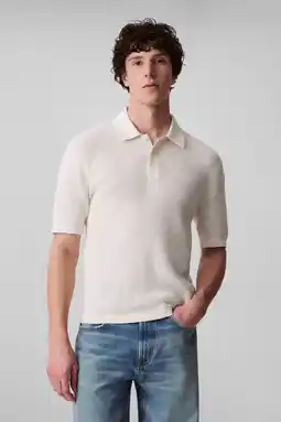 Wehkamp CALVIN KLEIN JEANS regular polo gebreid ecru aanbieding