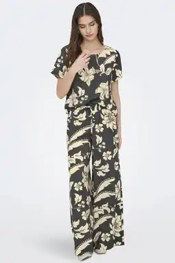 Wehkamp JDY wide leg regularwaist gebloemde palazzo broek marineblauw aanbieding