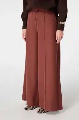Wehkamp MS Mode wide leg highwaist broek bruin aanbieding