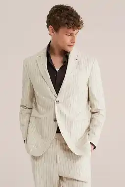 Wehkamp WE Fashion gestreepte colbert met linnen ecru aanbieding
