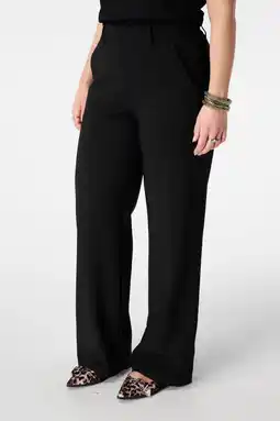Wehkamp MS Mode wide leg regularwaist broek zwart aanbieding