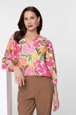 Wehkamp Geisha gebloemde blouse roze aanbieding