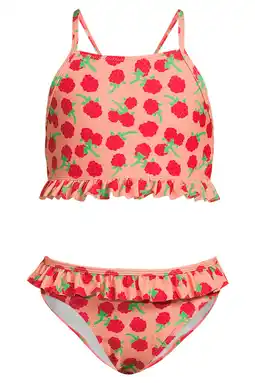 Wehkamp Orange Stars crop bikini met ruches oranje/fuchsia aanbieding