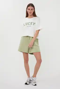 Wehkamp Esqualo regular highwaist sweatshort lichtgroen aanbieding