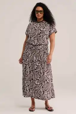 Wehkamp WE Fashion Curve midi rok met paisley print bruin aanbieding