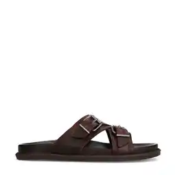 Wehkamp Manfield leren slippers bruin aanbieding