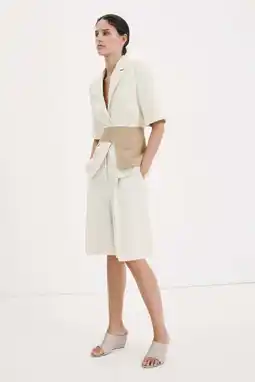 Wehkamp Mango straight regularwaist bermuda short met krijtstreep ecru aanbieding