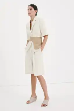 Wehkamp Mango straight regularwaist bermuda short met krijtstreep ecru aanbieding