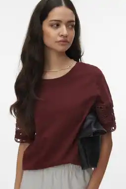 Wehkamp VERO MODA top roodbruin broderie aanbieding