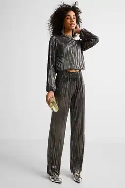 Wehkamp Anytime plisse wide leg zilver aanbieding