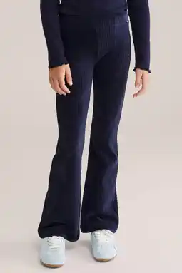 Wehkamp WE Fashion fluwelen flared broek marineblauw aanbieding