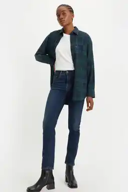 Wehkamp Levi's 724 high waist straight leg jeans dark blue denim aanbieding