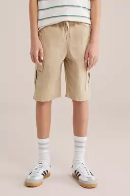 Wehkamp WE Fashion Blue Ridge loose fit cargo short lichtbruin aanbieding