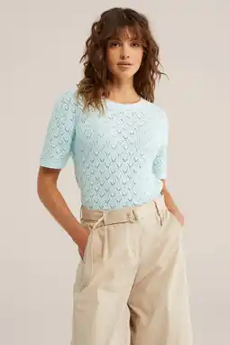 Wehkamp WE Fashion top lichtblauw gebreid aanbieding