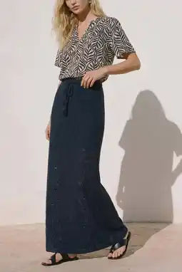 Wehkamp VERO MODA maxi rok crochet donkerblauw aanbieding