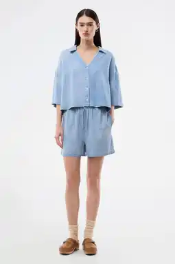 Wehkamp Modström blouse light blue denim aanbieding
