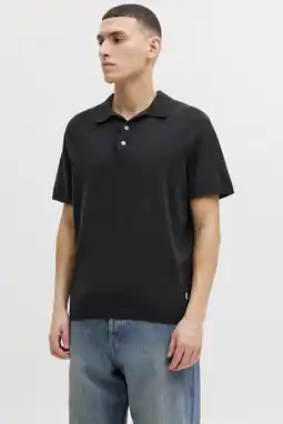 Wehkamp JACK & JONES regular polo zwart gebreid aanbieding