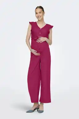 Wehkamp ONLY MATERNITY zwangerschaps jumpsuit broderie fuchsia aanbieding