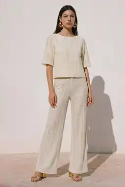 Wehkamp VERO MODA wide leg regularwaist casual broek broderie ecru aanbieding