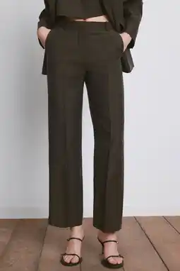 Wehkamp Mango wide leg regularwaist broek bruin aanbieding