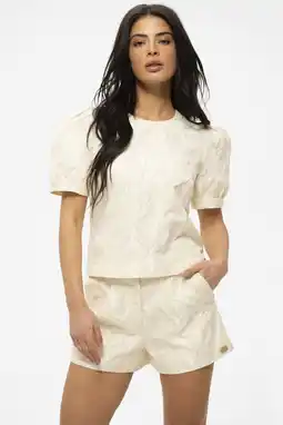 Wehkamp NIKKIE regularwaist casual short crème met lurex aanbieding