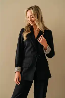 Wehkamp Co Woman wide leg regularwaist broek donkerblauw aanbieding