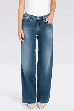 Wehkamp MAC highwaist wide leg jeans wide leg jeans medium blue denim aanbieding