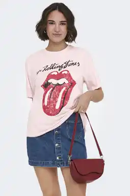 Wehkamp ONLY T-shirt lichtroze aanbieding