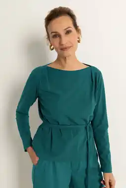 Wehkamp CLAUDIA BY CLAUDIA STRÄTER travelstof top petrol aanbieding