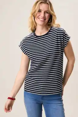Wehkamp Miss Etam gestreepte T-shirt donkerblauw aanbieding