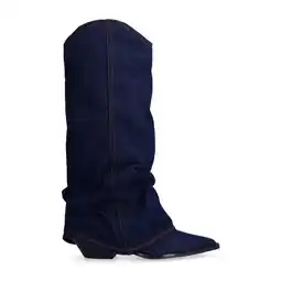 Wehkamp Sacha denim cowboylaarzen met flap donkerblauw aanbieding