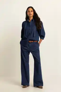 Wehkamp Expresso wide leg jeans dark blue denim aanbieding