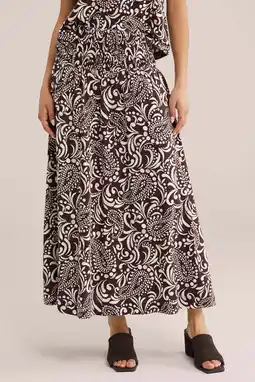 Wehkamp WE Fashion A-lijn rok met paisley print bruin aanbieding