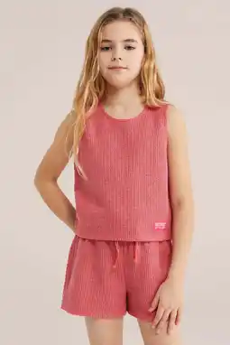 Wehkamp WE Fashion mouwloze top grof gebreid rood aanbieding