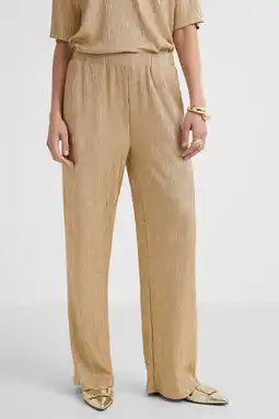 Wehkamp FREEQUENT wide leg regularwaist broek goud aanbieding