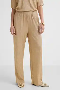 Wehkamp FREEQUENT wide leg regularwaist broek goud aanbieding